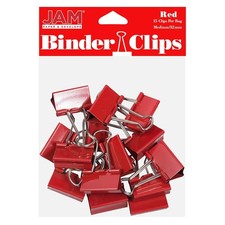 Colorful Binder Clips - Medium - 1 1/4 Inch 32 mm - Red Binderclips - 15/Pack