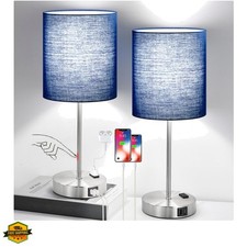 Set of 2 Touch Control Table Lamps with 2 USB  AC Outlet, 3-Way Dimmable Bed...