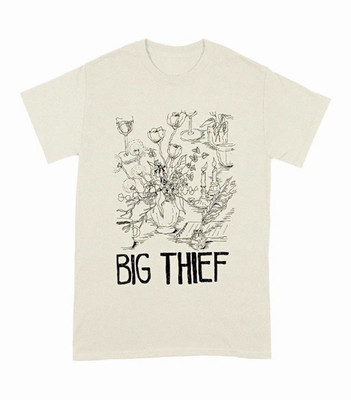 Big Thief Men s L White Cotton Graphic Print Crew Neck Short Sleeve T-Shirt