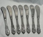 7 Wallace Rose Point Sterling Silver Set Of 6 BUTTER SPREADER KNIVES  6"