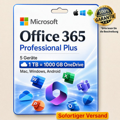 Microsoft Office 365 Pro Plus für 5 Geräte - lebenslanges Konto für Mac Win iOS