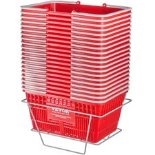 Shopping Basket Portable Grocery Basket 20PCS 21L with Handle & Stand Red