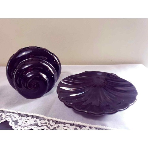 Vintage Dark Sea Theme Bathroom Set, Shell Soap Dish and Shell Toothbrush Holder