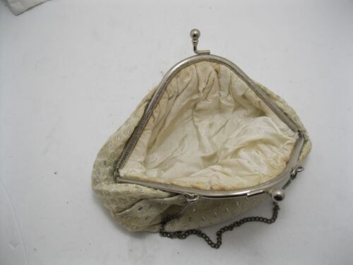 Vintage cream colored Victorian styled evening clutch purse w/ chain movie prop