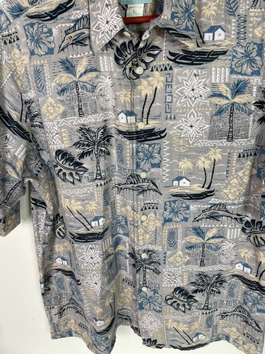 Reyn Spooner Men’s Hawaiian Shirt Cotton Tan Print Size Large - Picture 6 of 11