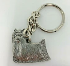 Yorkie Fine PEWTER Dog 3D Keychain Key Chain Ring Fob GG Harris Yorkshire Terrie