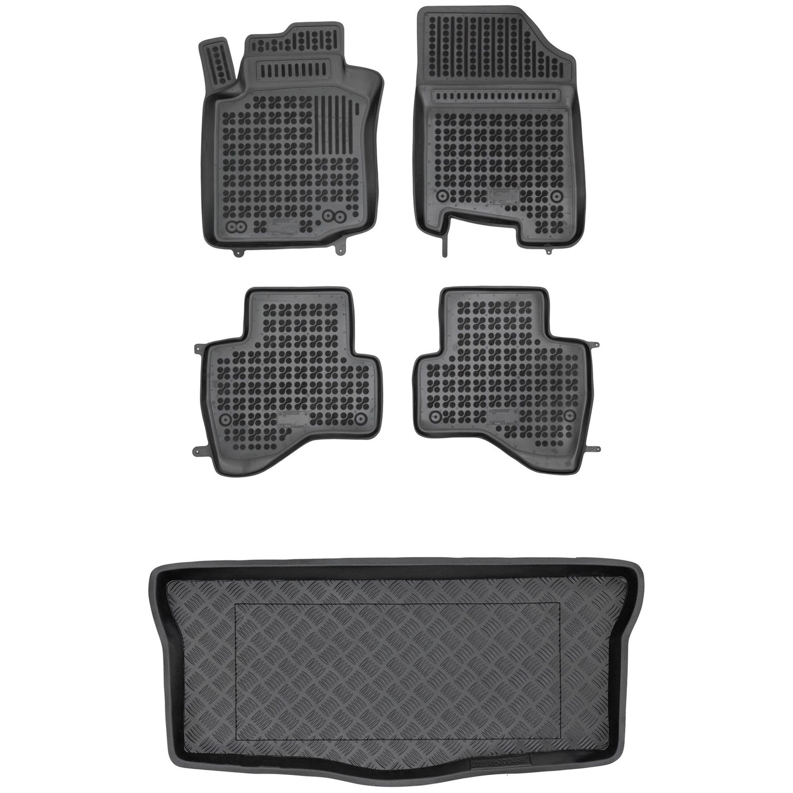 Tapis de sol et de coffre en PE noir pour Citroën C1 I 2
