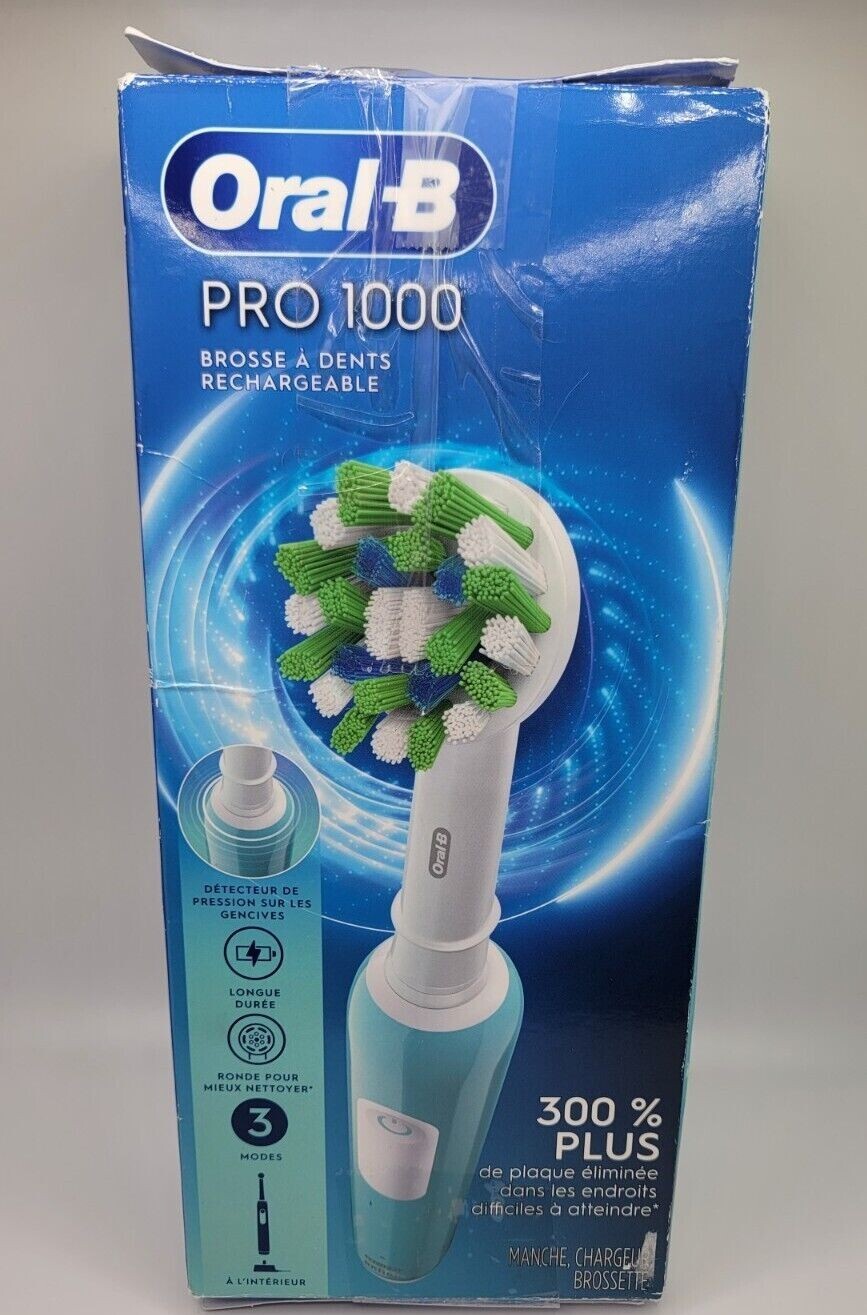 Oral-B Pro 1000 CrossAction Rechargeable Electric Toothbrush - Blue - READ
