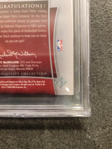 2004-05 UD EXQUISITE COLLECTION HAKEEM OLAJUWON TRIPLE PATCH #8/10 BGS 9 MINT🔥 - Picture 10 of 12