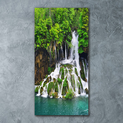 Wandbild Druck auf Plexiglas  Acryl Hochformat 60x120 Wasserfall im Wald