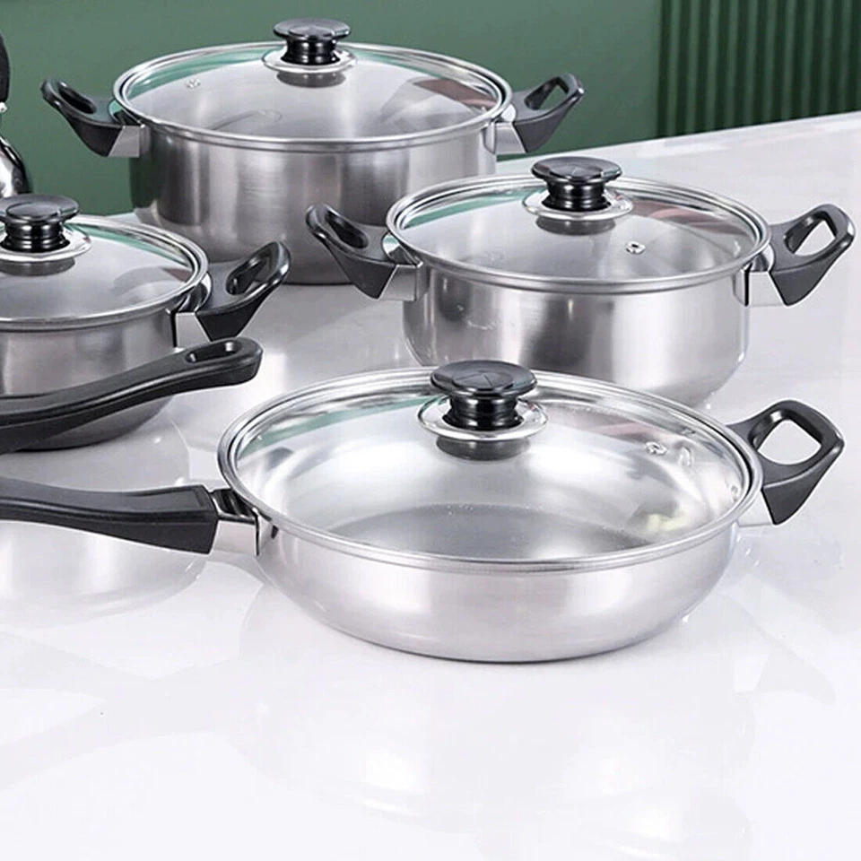 12-tlg Topfset Kochset Gas Halogen Ceran Kochtopfset Edelstahl Retoo - Bild 3 von 4