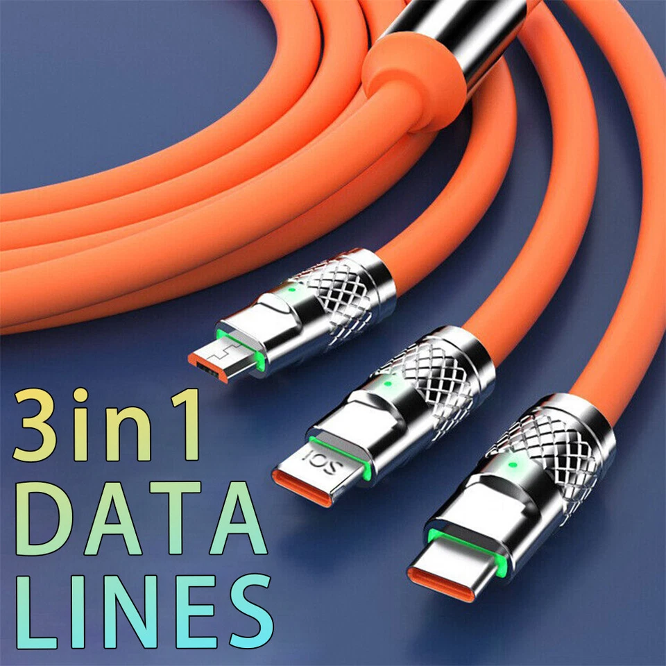 3 in 1 Fast Charging Cable Cell Phone Charger Cord For iPhone Type C Micro USB** - Image 3 of 4