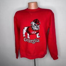 Vtg 1980s University of Georgia Bulldogs Sweatshirt 80s Russell Athletic Flocked