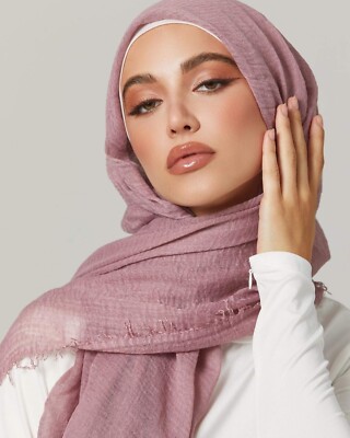 Crinkle  Scarves - Hijab ( 90X 180 cm - 36 X 70 inches ) - headscarf Soft Cotton