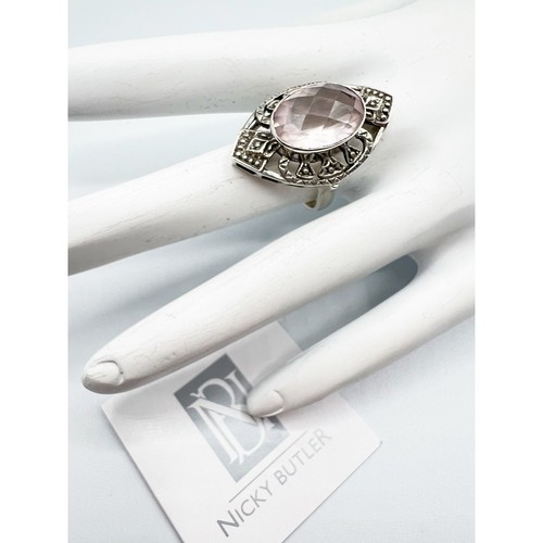 Nicky Butler 925 Sterling Silver Rose Quartz Solitaire Size 7.5 Ring NEW NB - Picture 2 of 9