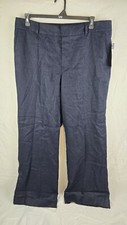 Womens CHAPS Dark Blue Straight Leg Cropped Dress Casual Pants Size 16 NWT 70.00