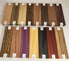 15 Different Exotic Wood Bookmatched Knife Scales Bocote, African Blackwood K-15