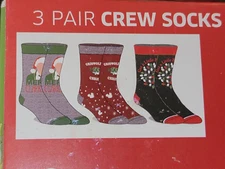 National Lampoon's Christmas Vacation 3 Pair Men's Crew Socks Shoe Size 8-12 NEW