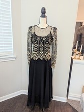 Cachet By Bari Protas Gold And Black Vintage Dress