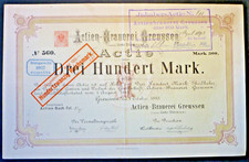 Aktien-Browar Greussen, vorm. Gebr. Stöckius, Greussen, Akcje 300 M 1883