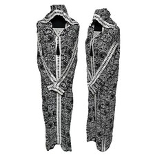 Women Moroccan Black Multicoloured Floral Hooded Djellaba Jilbab