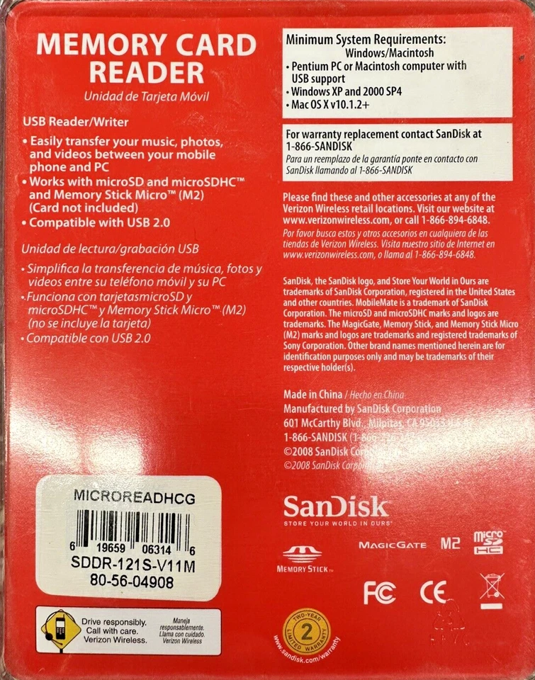 SanDisk MobileMate Micro Memory Card Reader from Verizon Wireless - Image 2 of 2