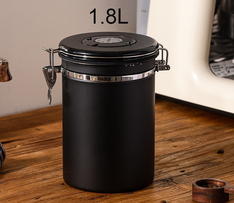 Kaffeedose Edelstahl Behälter für 1kg Kaffeebohnen inkl. Dosierlöffel de