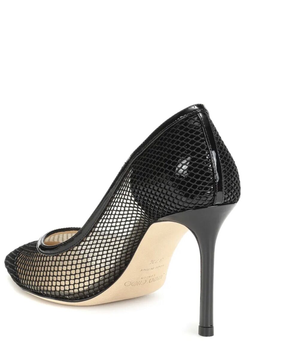 Jimmy Choo Romy 85 Mesh and Patent Lather Pumps,Black, New Jimmy Choo Romy 85 Mesh and Patent Lather Pumps,Black, New