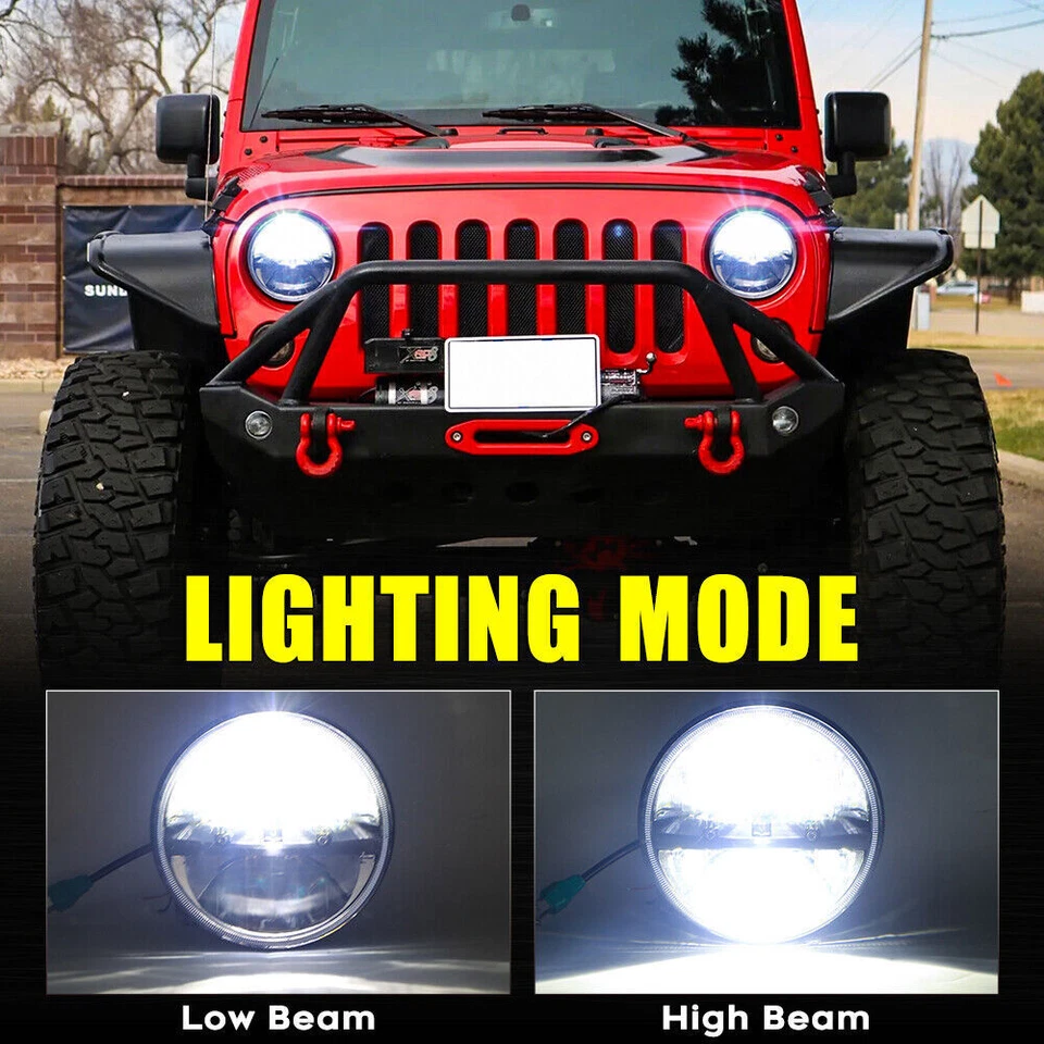 Pair 7" Round LED Headlights Hi/Lo For Chevy Truck 47-1957 C20/30 Pickup 61-1974 - Image 2 of 4