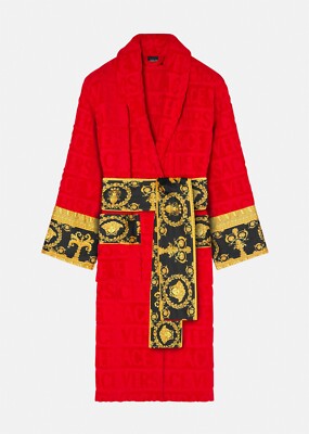 【関税・送料込み】VERSACE TEXTILE BAROQUE POLKA DOT BATHROBE I ♡ Baroque Short Bathrobe Black | VERSACE US