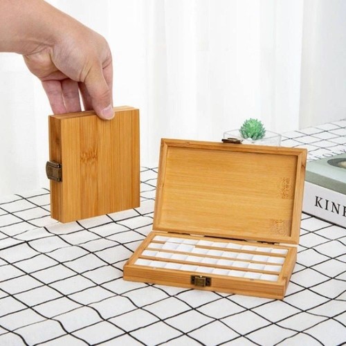 Wood Watercolor Palette Empty Bamboo Paint Storage Box Painting Art Supplies - Picture 11 of 16