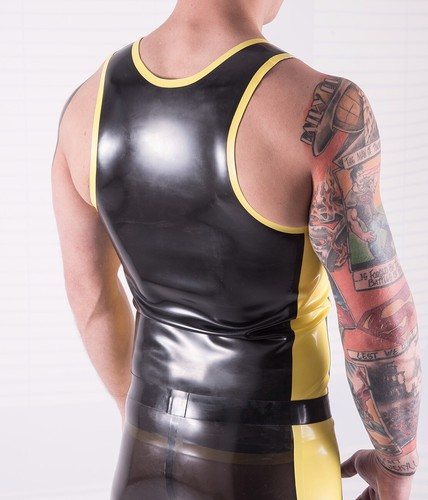 Rubber "CLASSIC" Vest/Tank Top with contrast Side Panels and trim 0.5mm latex - Picture 2 of 7