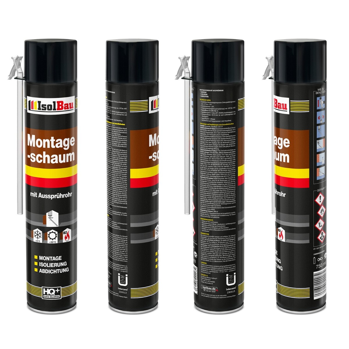 Isolbau Bauschaum-Set 10x 750 Ml Mit Sprührohr – Produktbild-Vorschau 2