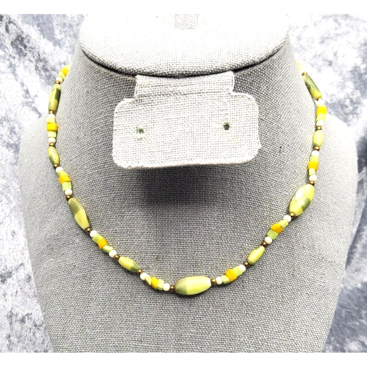 vintage various lime yellow polished stones gold … - image 1