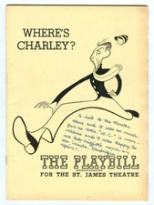 Vintage 1949 Ray BOLGER in WHERE'S CHARLEY? St. James Theatre BROADWAY Playbill!