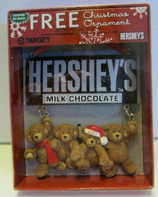 Hershey's Chocolate Christmas Ornament Teddy Bears New 2003 Target Exclusive