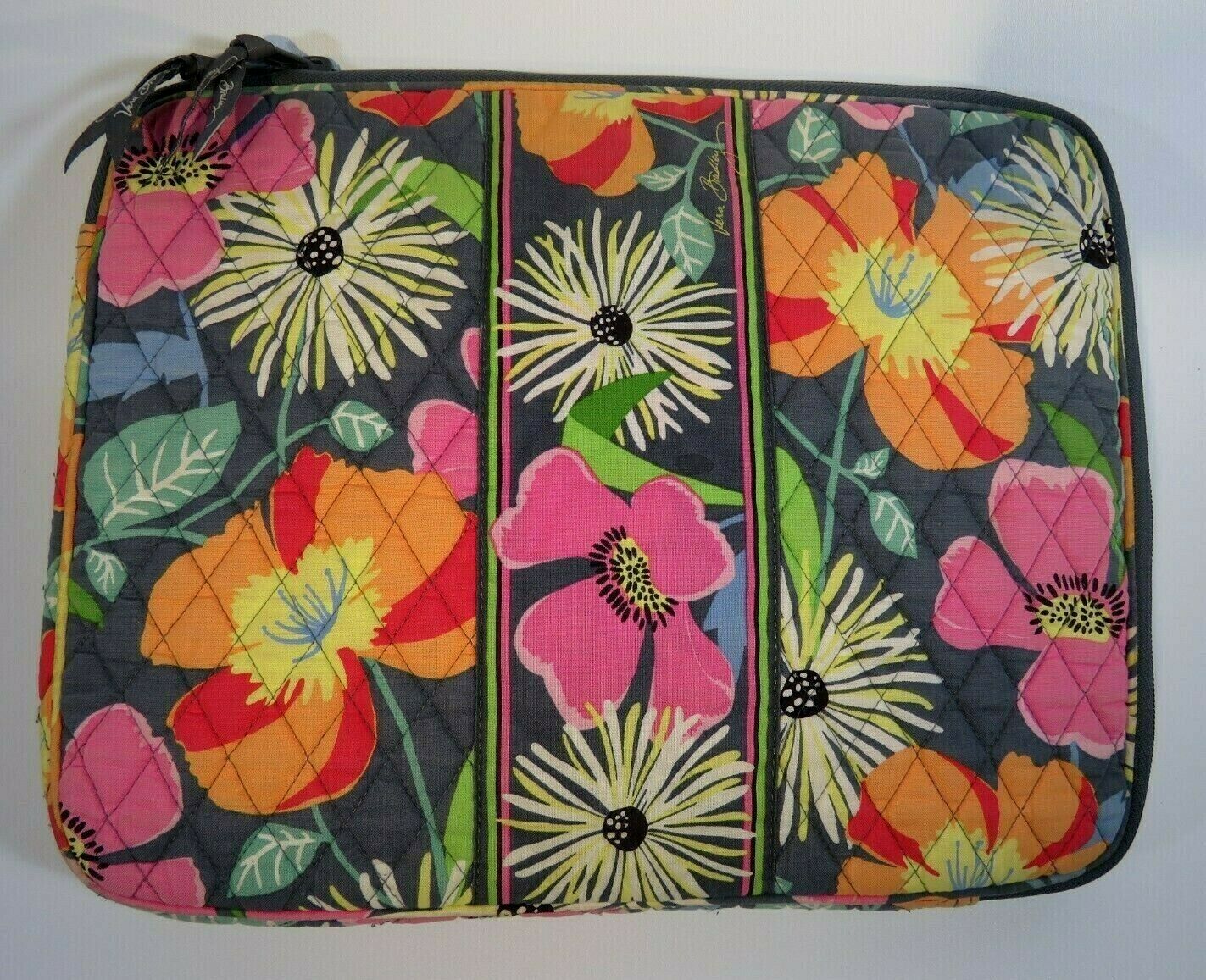 Vera Bradley Jazzy Blooms Retired Laptop Sleeve Bag Case  Double Zip Close  EUC