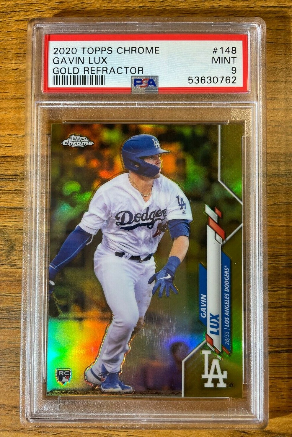 2020 Topps Chrome #148 Gavin Lux Rookie Gold Refractor /50 PSA 9 Dodgers RC