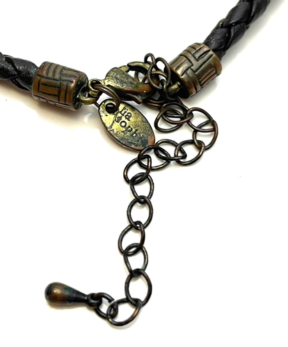 VTG Lia Sophia "INTRIGUE" Pendant Necklace black Rope Yellow Enamel Rhinestones - Picture 4 of 10