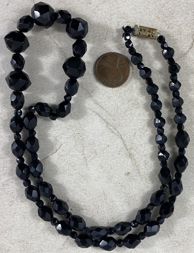 1930's vintagebeadsネックレス Vintage 1930's Faceted Black Glass Bead Necklace 22” | eBay