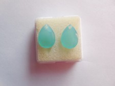 Aqua Green Chalcedony Top Front To Back Drilled Faceted Pear Cut Beads 10x14MM