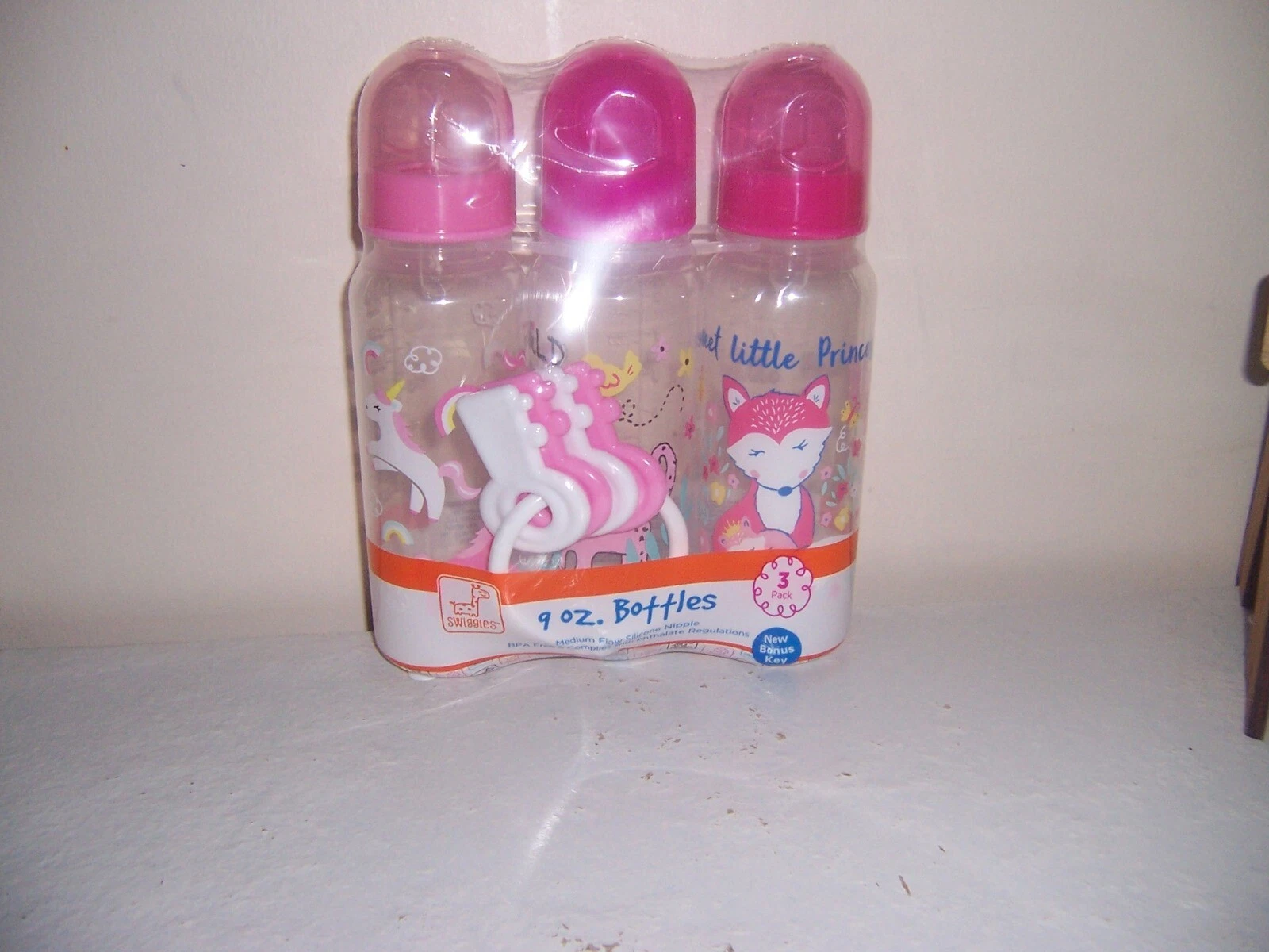 Gentle Steps 9 oz baby bottles with Keys fox unicornpink New