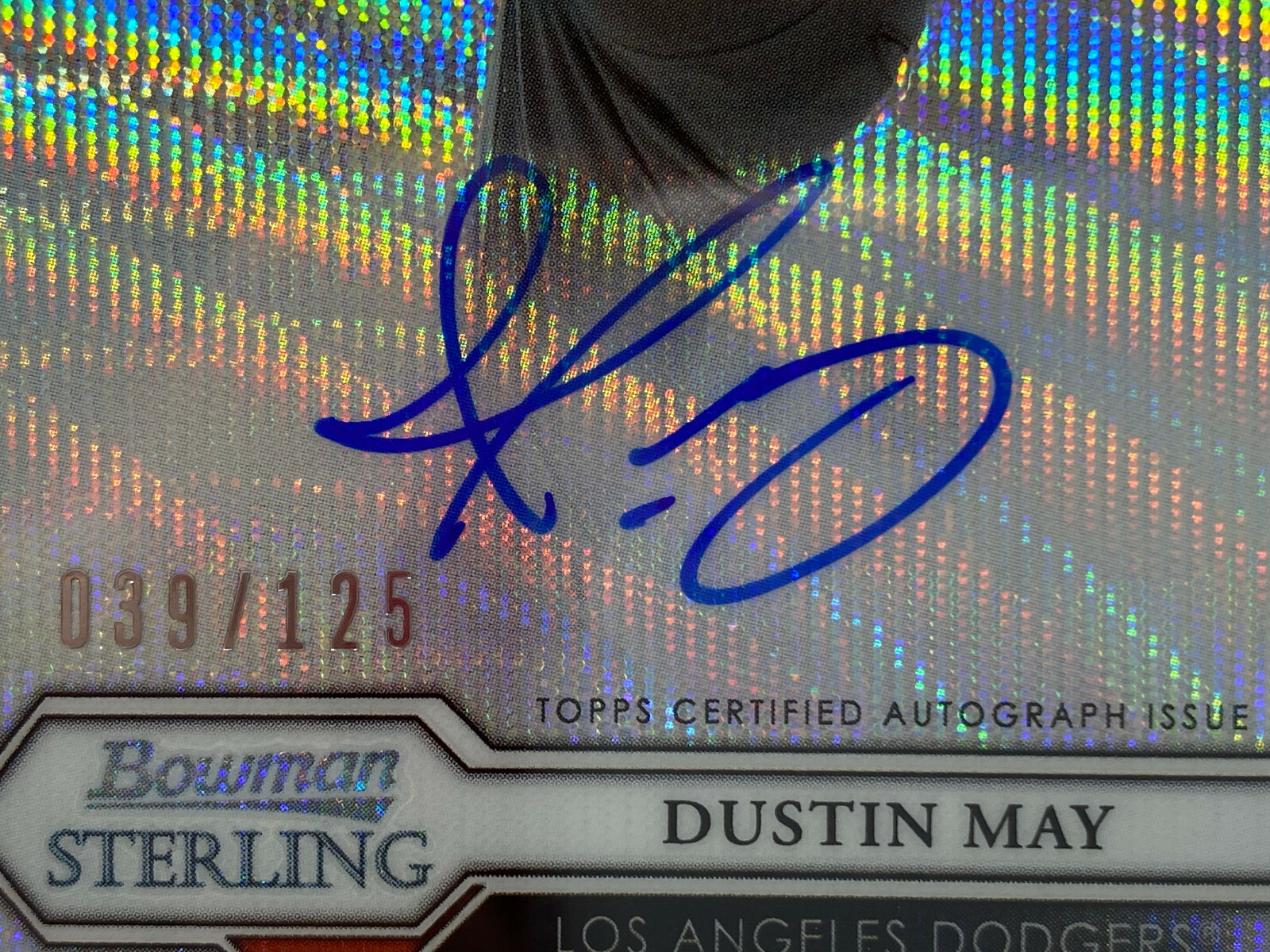 2019 Bowman Sterling #DM Dustin May Prospect Autograph WAVE Serial #39/125 PSA 9 view 6