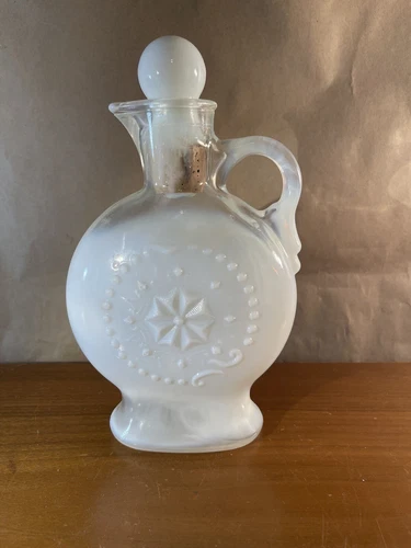 Vintage Milk Glass Jim Beam Whiskey Liquor Bottle Decanter Opalescent