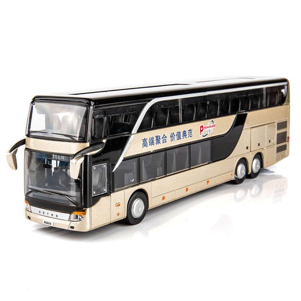 1:32 Alloy Bus Pull Back Model with Music Light Diecast Toy Vehicle