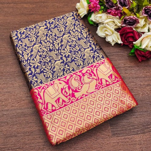 BEAUTIFUL RICH PALLU & JACQUARD WORK SAREE WITH JACQUARD BORDER BLOUSE - Picture 2 of 8