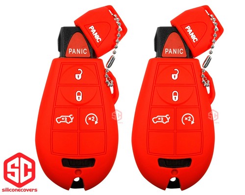 2x Nueva cubierta de silicona Fobik con llavero remota apta para Chrysler Dodge Jeep.