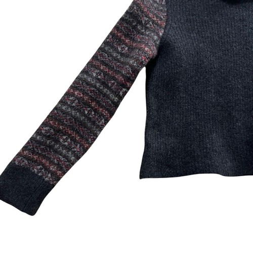 Rag & Bone GRAY fair aisle color block logo ribbed merino wool sweater M - Picture 5 of 9
