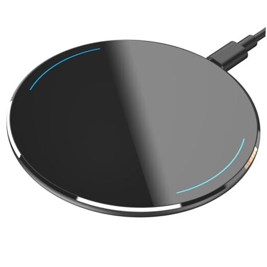 2025 Upgraded 15W Max Fast Wireless Charging Pad in Black