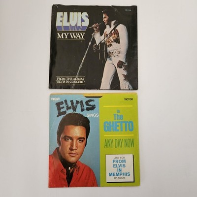 Same Day Ship ELVIS 45 RPM 2 Record Lot My Way/America In The Ghetto/Any Day Now